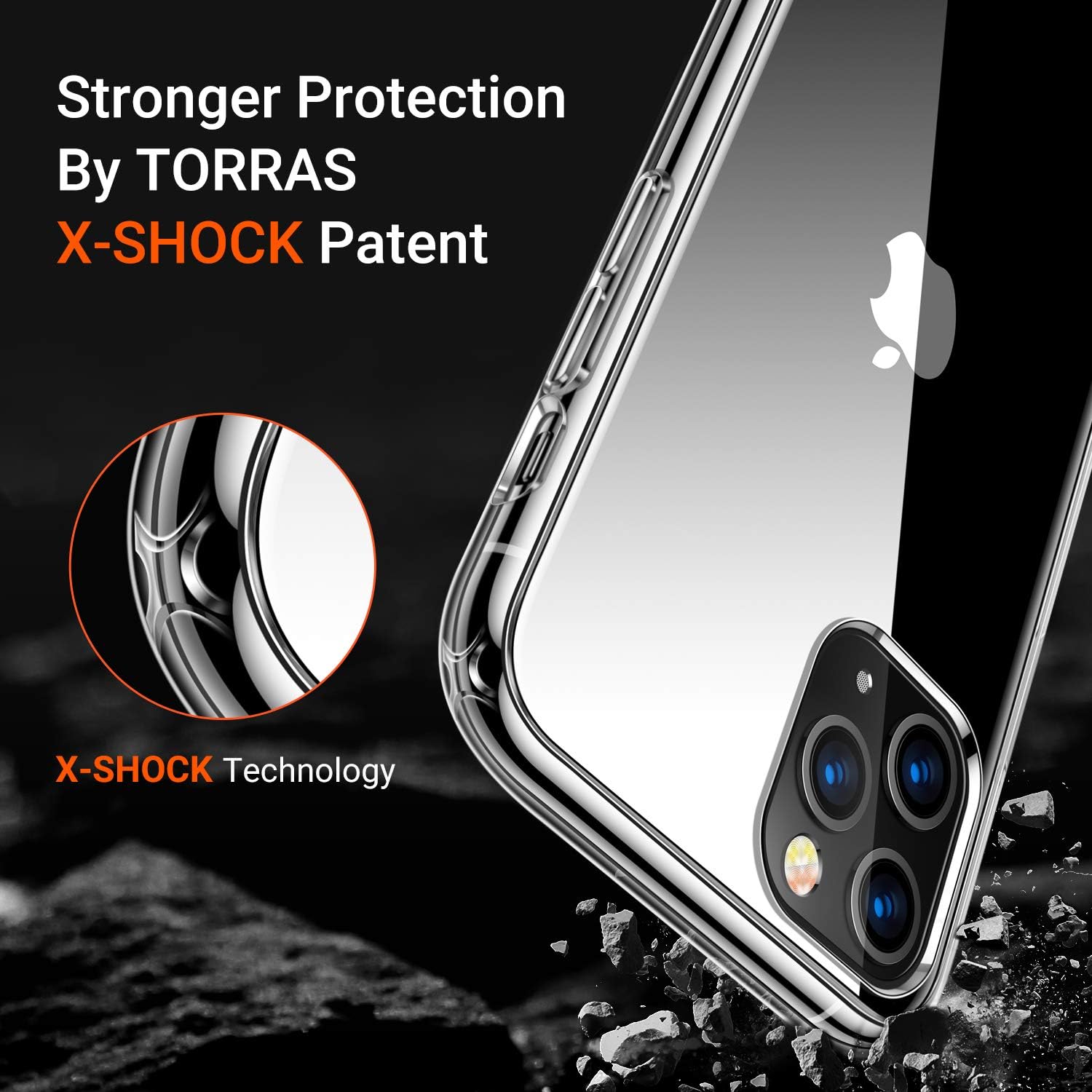 TORRAS Diamonds Clear iPhone 11 Pro Max Case, [Anti-Yellowing][Fully Protective] Slim Fit Shockproof Hard Plastic Back & Soft Silicone Bumper Phone Case Designed for iPhone 11 Pro Max, Transparent: Electronics
