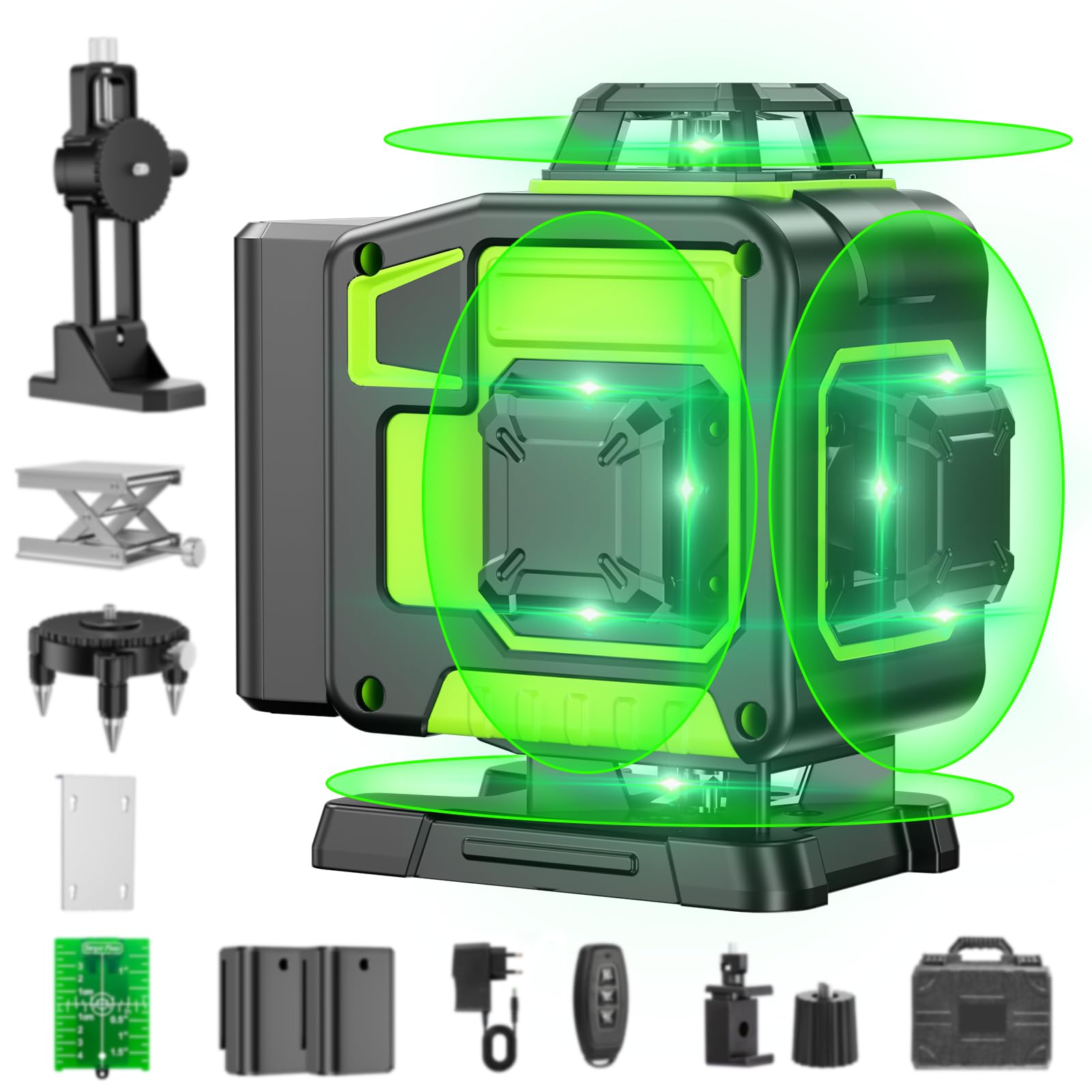 Photo 1 of 16 Line Laser Level 360 Self Leveling, 4x360°Professional 4D Green Cross Line laser Level with 2 Batteries, Adjustable Brightness & Remote Control, for Tiling Floor Construction and Picture Hanging