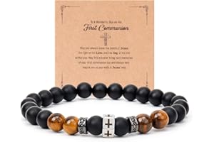 First Communion Gifts for Boys, 1st Communion Cross Bracelet, First Holy Communion Confirmation Baptism Gift for Teenage Son 