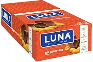 LUNA Bar - Nutz Over Chocolate Flavor - Gluten-Free - Non-GMO - 7-9g Protein - Made with Organic Oats - Low Glycemic - Whole Nutrition Snack Bars - 1.69 oz. (15 Count)