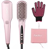 Hair Straightener Brush Straightening Brush Ceramic 2-in-1 Ionic Straightening Brush with Anti-Scald Feature,MCH 20s Fast Heating up, 170℉-450℉,LCD Display, Dual Voltage