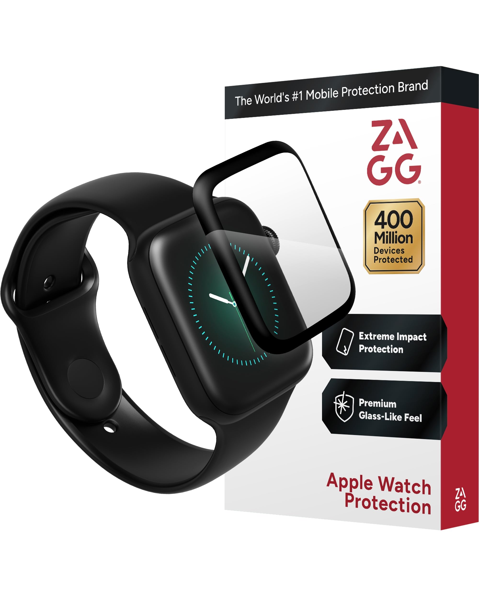 ZAGG InvisibleShield Glass Fusion+ Apple Watch Series 7 (41mm) Case Friendly Screen- Tempered Glass, Anti-microbial, Impact Protection, Touch Sensitive, Easy Application