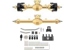 MEUS Racing Isokinetic 3-Section CVD Front and Rear Axles Maximum Steering Angle 52° Wider +5MM for Axial SCX24 Deadbolt C10 JLU Gladiator Bronco 1/24 RC Crawler Upgrade Parts (Electroplated Gold)