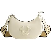 True Religion Women's Shoulder Bag Purse, Crescent Hobo Handbag with Adjustable Removable Strap and Horseshoe Logo