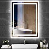 Aurogsky Bathroom Smart Mirrors with LED Lights,18x24 Rectangle Mirror with 3 Color Light Temperature Brightness Settings,Backlit + Front Lit,Wall Mounted Lighted Bathroom Vanity Mirror