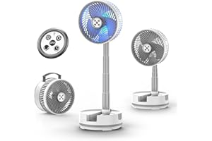 SOCOOL FAN Socool 20000mAh 8 Inch Portable Fan Battery Operated Fan, Oscillating Charging Fan, Remote Control LED Light, 112 Hours Portable Foldable Fan for Camping Travel Outdoor (White 20000mAh, 8inch)