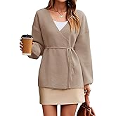 Saodimallsu Womens Wrap V Neck Cardigan Sweaters Tie Front Long Sleeve Soft Knit Dressy Work Fall Sweater Blazer