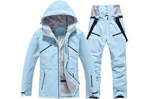 Women's and Men's Two Piece Ski Wear Couple Ski Jacket and Pants Set Waterproof Unisex Snowboard Wear