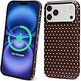 MQJCYB Magnetic Case for iPhone 17 Pro Max Design,Compatible with MagSafe,Slim Protective Soft TPU Bumper Phone Cover Women Girls Case for iPhone 17 Pro Max-Polka Dot Aesthetics Brown