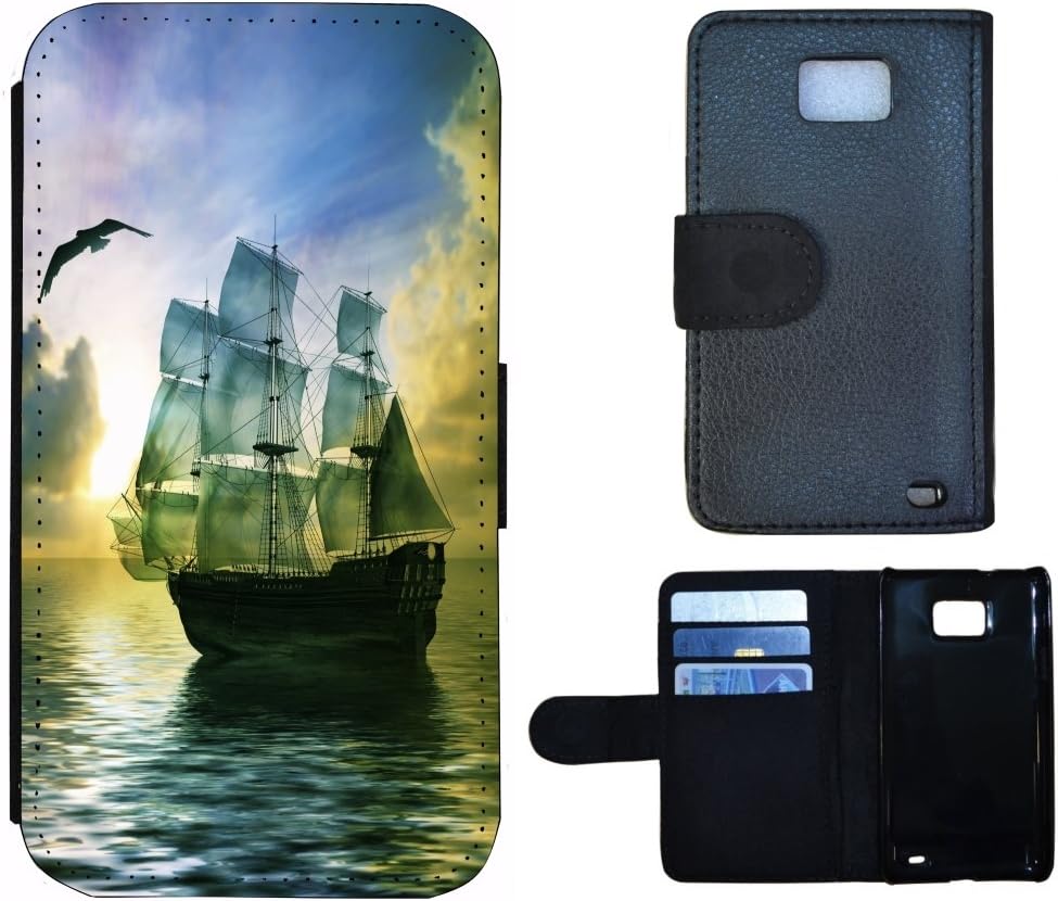 Flip Cover Case for, Fabric, 1224 Segelschiff Schiff Meer, Samsung Galaxy S2 Plus i9105