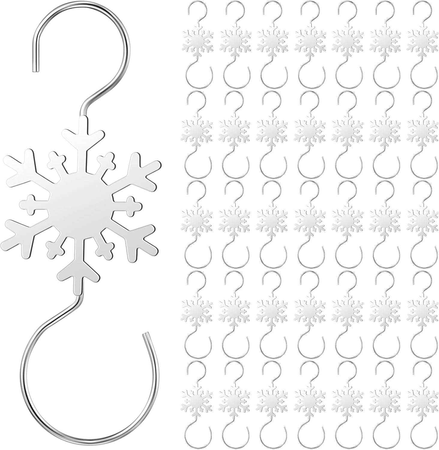 Ornament Hooks - Queekay Christmas Ornament Hooks Silver Snowflake Hooks Christmas Tree Ornament Hangers Metal Wire S Hooks Decorative Snowflake Themed Accessories for Christmas Tree Decoration Christmas Balls (36)