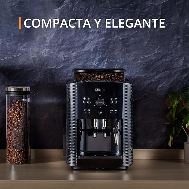 Krups roma ea810870 - cafeteira superautomática, 15 barras, moedor de café cônico metálico, com seleção de quantidade e intensidade de café, bico vapor, 2 bicos, inclui kit de limpeza