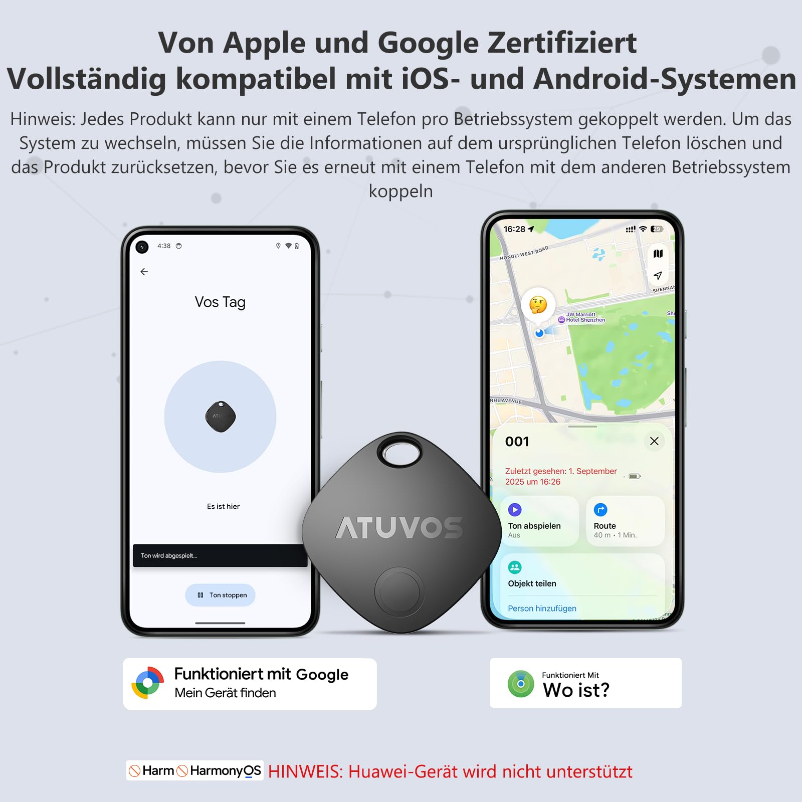 ATUVOS Air Tag Pro Smart Tags Tracker für Android & iOS, Neu Dual-System Schlüsselfinder kompatibel mit Google Mein Gerät finden or Apple Wo ist? App, Smarttag Key Finder für Gepäck, Koffer, 4er Pack. 2