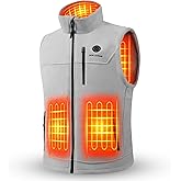 SNOW LEOPARD Men's Heated Vest, Black, Modern, Polyester, Fall/Winter, Outerwear Vests