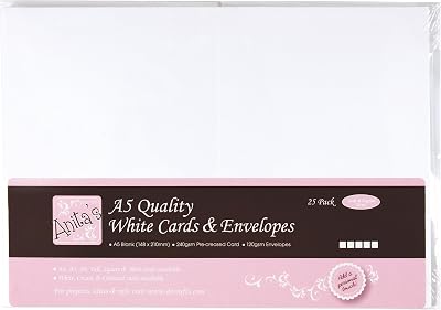 Anita's Plain Blank Cards & Envelopes A5 White Pack 25