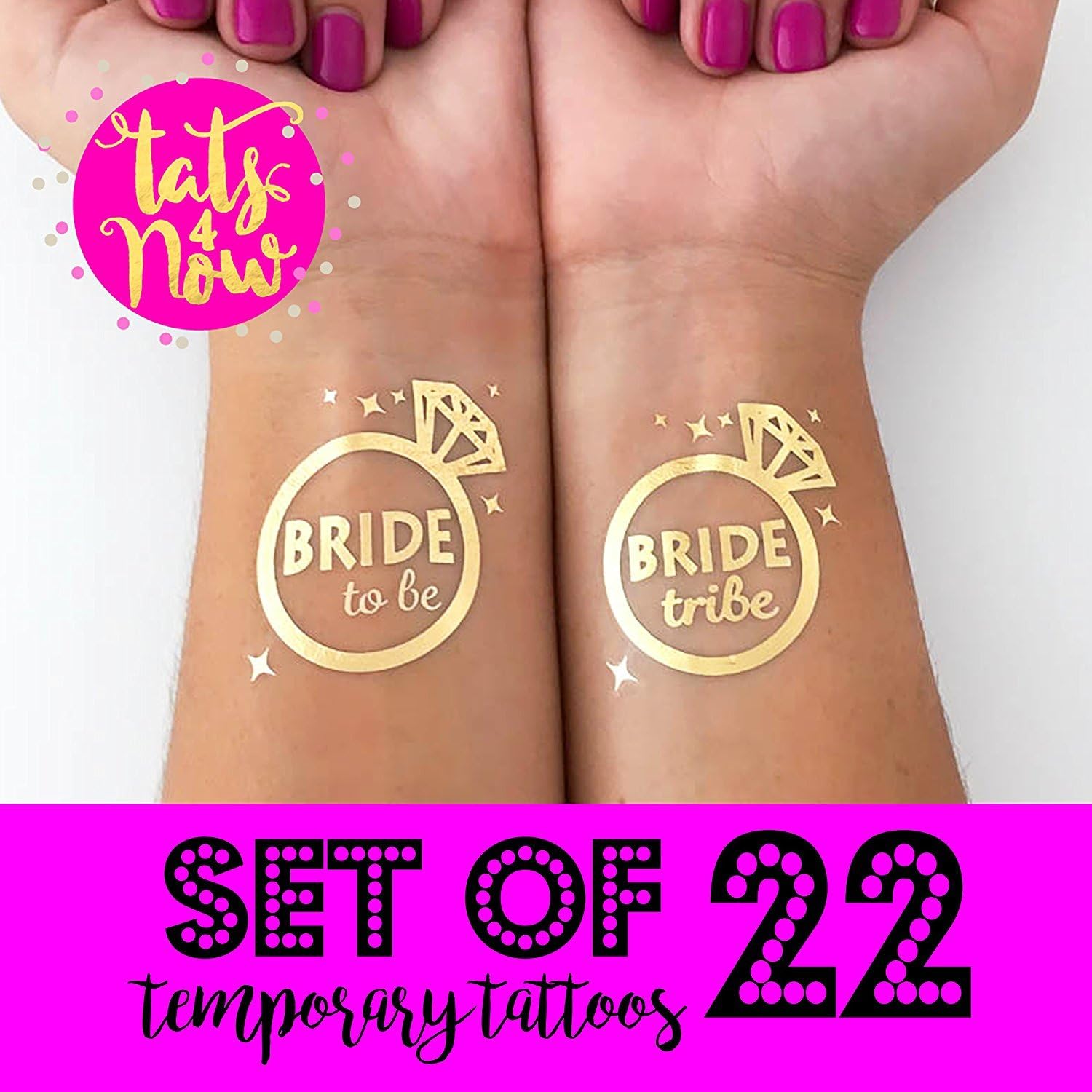 Gold temporary tattoos for your bachelorette party // Bride Tribe // Flashy tattoos // Miss to mrs // last fling before the ring // team bride tattoos