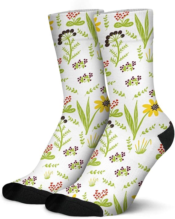 Men's Small Flower Pattern Long Socks Soccer Crew Socks Thermal Boot