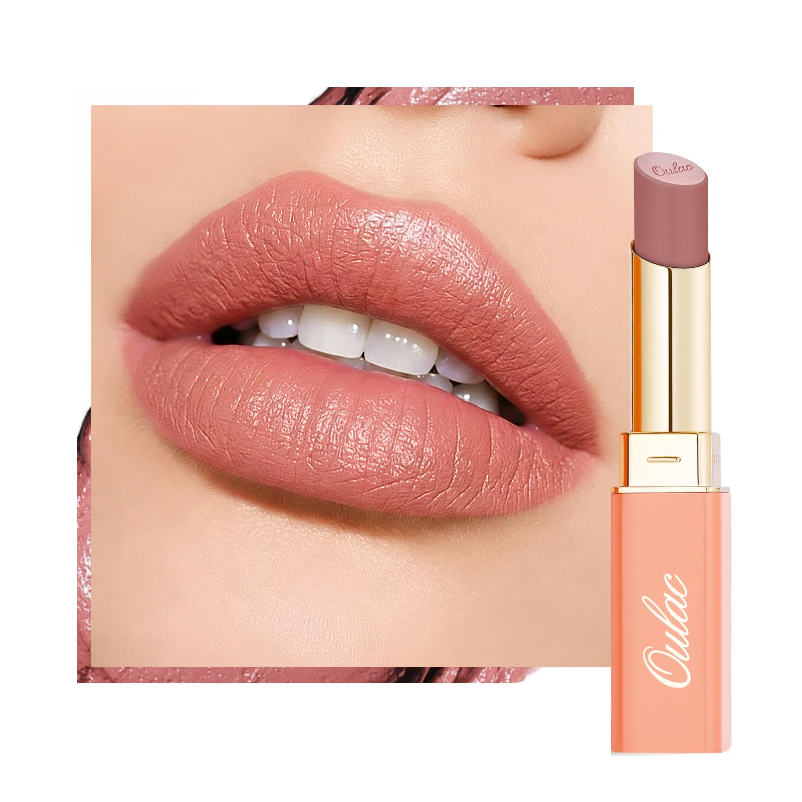Oulac Satin Matte Pink Lipstick - Nude Long Lasting Lip Stick, Full Coverage with Smooth Creamy Texture Lip Colour, Moisturizing & Weightless Formula Lip Makeup, Vegan, 4.3g, SG06 Babe — image 1