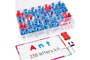 Gamenote Classroom Magnetic Letters Kit 238 Pcs with Double-Side Magnet Board - Foam Alphabet Letters for Kids Spelling and L