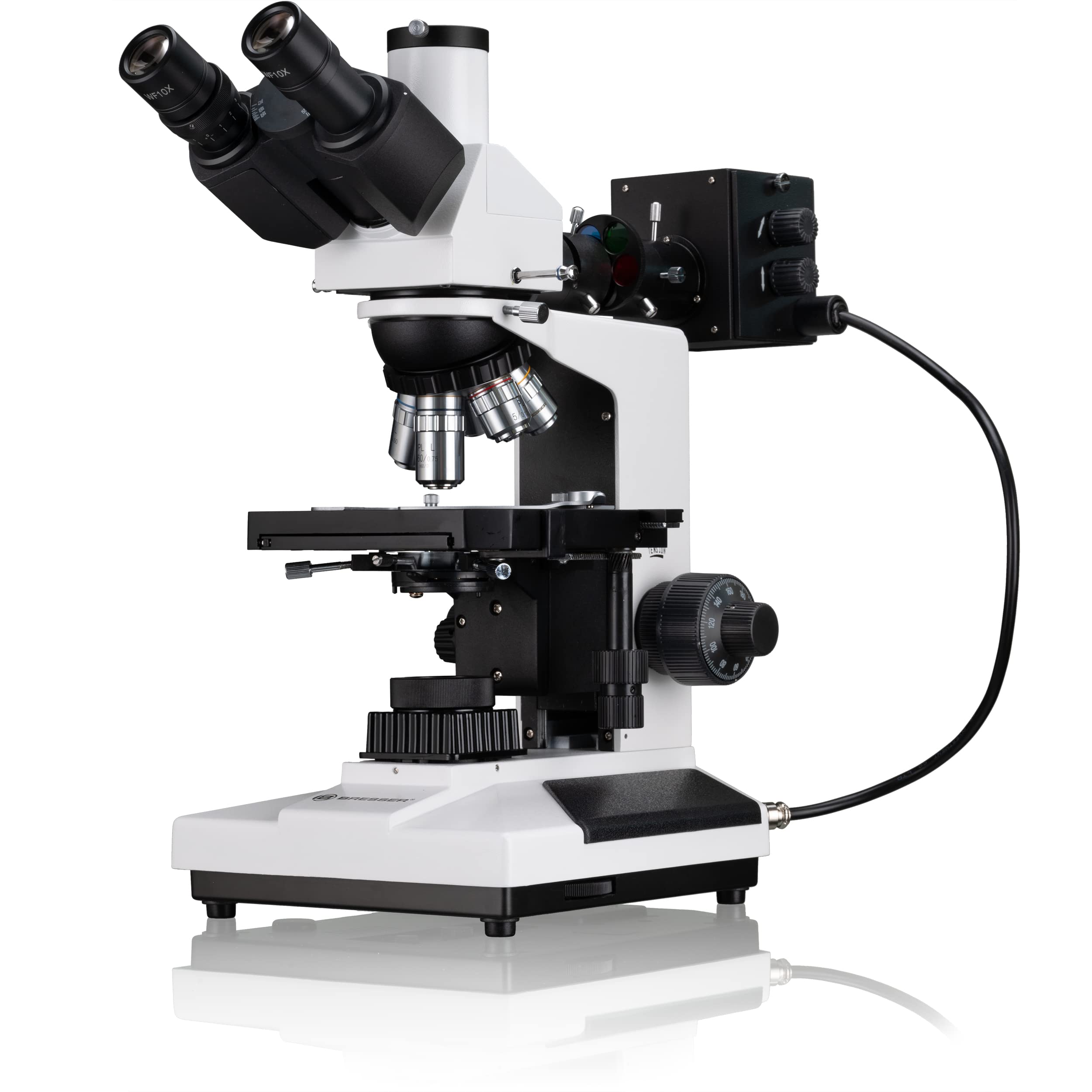 Bresser Microscope Science ADL-601P 40x-600x with trinocular head attachment, Köhler illumination, Abbe Condensor