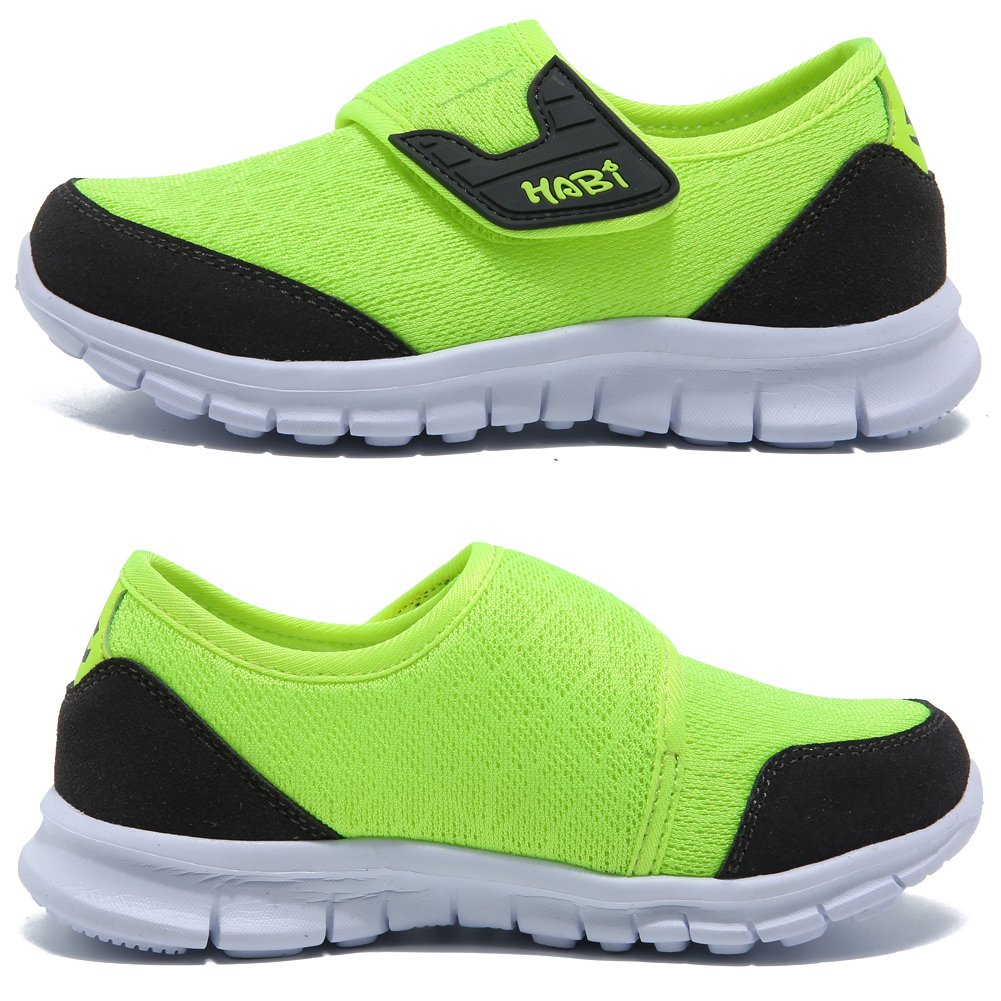 HOBIBEAR Boys Breathable Mesh Sneakers Lightweight Kids Casual Strap Running Shoes (3,Light Green)