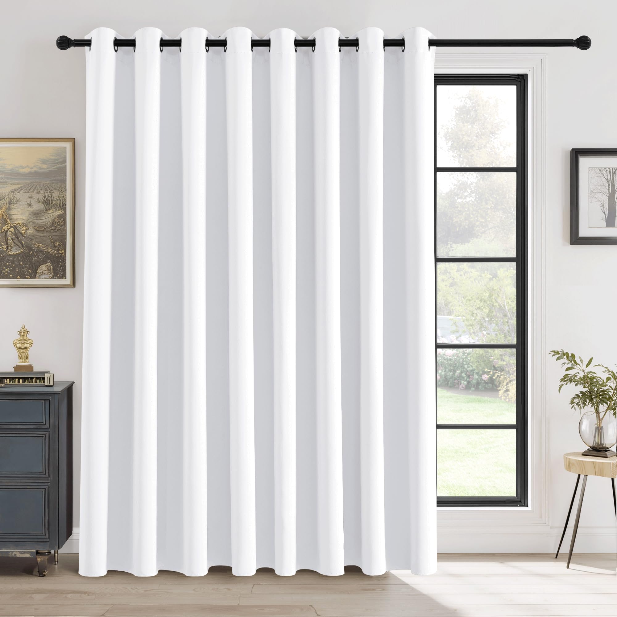 RYB HOME Extra Wide Curtain for Divider Room, Separation Soundproof Curtain Blackout for Bedroom Closet Office Garage Living Room, Privacy Large Window Treatment, W120 x L84, Pure White, 1 Panel Image