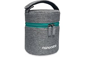 NANOBÉBÉ Nanobebe Breastmilk Baby Bottle Cooler & Travel Bag with Ice Pack Included. Compact Triple Insulated, Easily attaches to Stroller or Diaper Bag- Grey