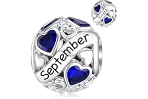DALARAN Birthstone Charms for Charms Bracelet 925 Sterling Silver Heart Bead Happy Birthday Charms for Women