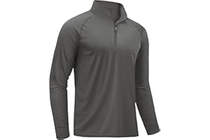 TACVASEN Rash Guard Mens Swim Shirt Long Sleeve UV Fishing Sun Protection UPF 50 Running Athletic 1/4 Zip Shirt for Men