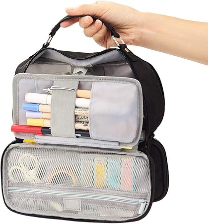 Amazon Angoobaby 大容量 ペンケース 筆箱 男の子 女の子 中学生 高校生 大学生 社会人用 黒 ペンケース 文房具 オフィス用品