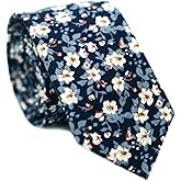 JESLANG Men's Cotton Printed Floral Tie 2.56" Skinny Narrow Necktie Various Designs