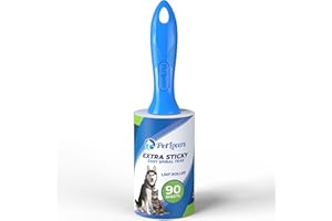 PetLovers Extra Sticky Lint Roller Single Unit 90 Sheets for Pet Hair Removal, Dog and Cat Lint Remover (1 Pack)
