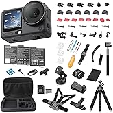 DJI Osmo Action 6 8K Waterproof Action Camera Bundle | 1/1.1" Square Sensor, 50GB Built-In Storage, Original Essential Combo + 58-in-1 Accessory Kit + 2 Extra Batteries + 64GB Card