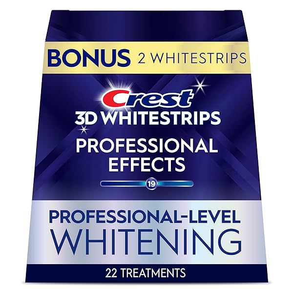 CREST 3D WHITESTRIPS PROFESSIONAL EFFECTS – TEETH WHITENING KIT, 22 TREATMENTS (20 + 2 BONUS), EACH WITH 1 UPPER/1LOWER, 44 STRIPS – CREST 3DWHITE TEETH WHITENING STRIPS