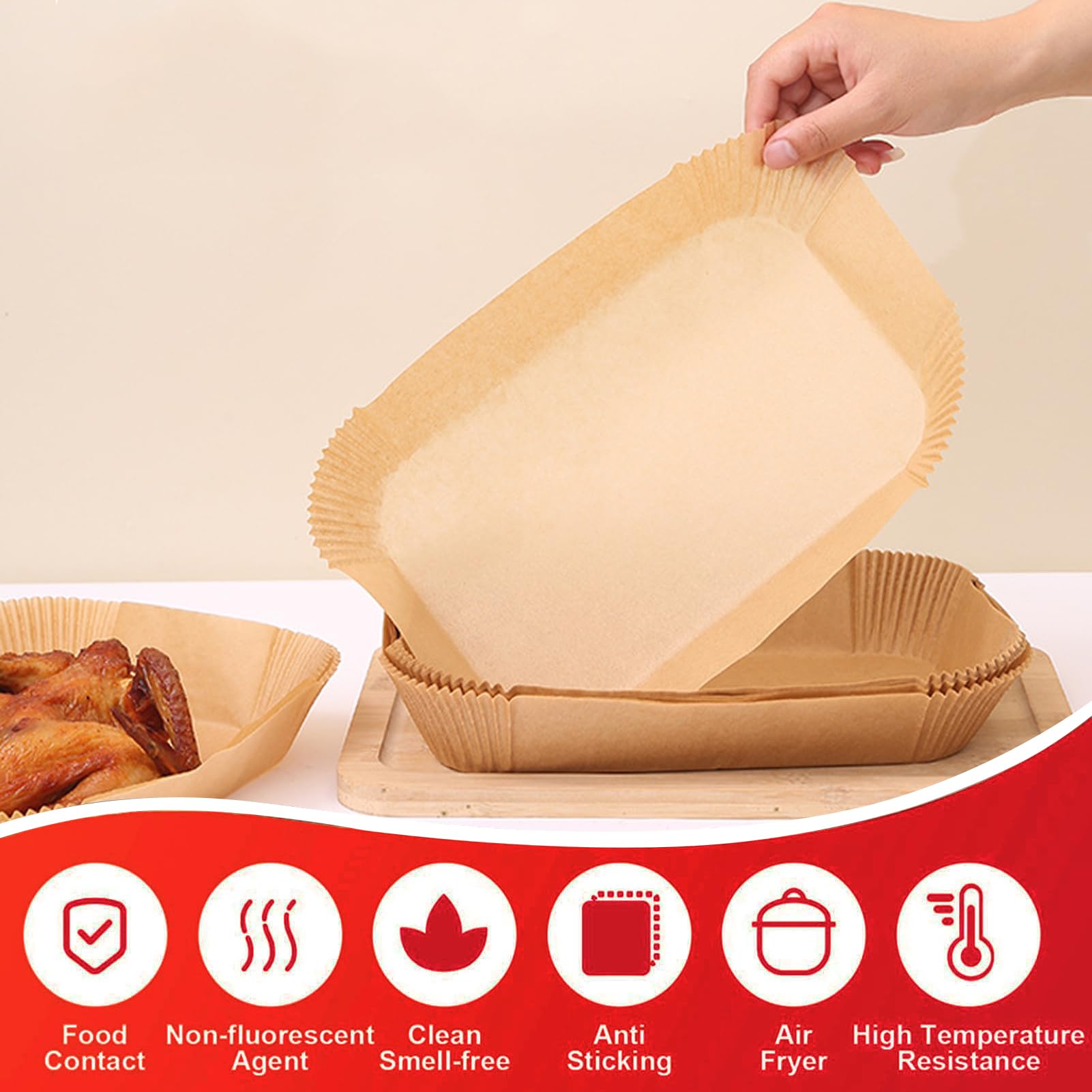 225PCS Air Fryer Disposable Paper Liners for Ninja DZ201/DZ401/DZ550/SL401 Dual Airfryer, Compatible with Bella 4Qt Slim and CHEFMAN 6 Quart Dual Basket Air Fryer, 8.6x5.5 inch Parchment Paper Liners