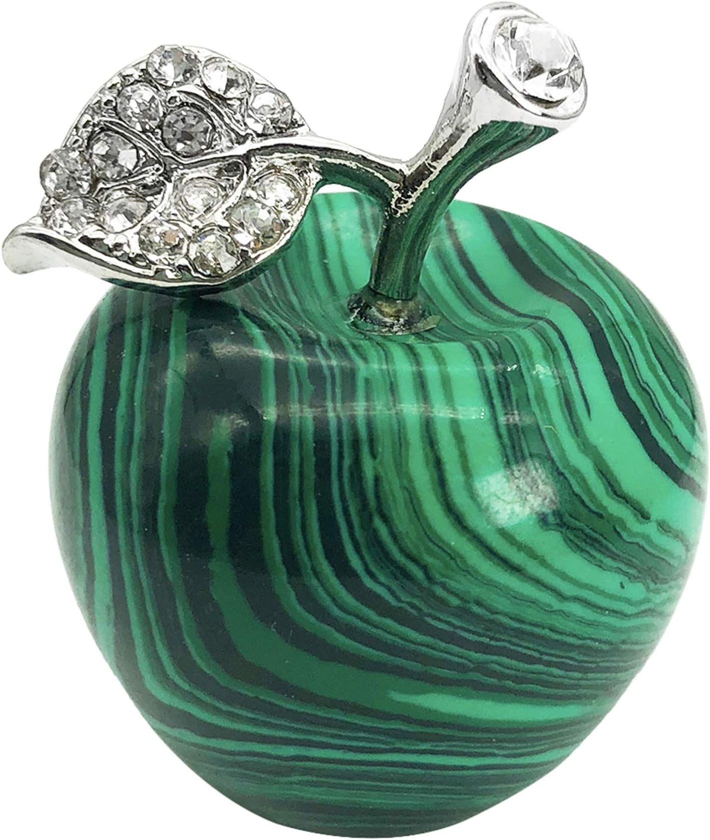 faovramulet Synthetic Green Malachite Stone Carved Appple Figurine Sculpture Statue Healing Crystal Home Ornament Decoration 1.3" Tall