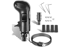 ZEZHIMI USB Truck Simulator Shifter for ATS & ETS2 – 18‑Speed Gearshift Knob with High/Low Switch, Premium Leather‑Textured Grip, Compatible with Logitech G25/G27/G29/G920&Thrustmaster TH8A, DIY≤12mm Shaft