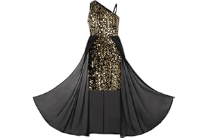 GRACE KARIN Girls Sequin Dress One Sleeve Formal Pageant Prom Party Special Occasion Dresses Size 5-14