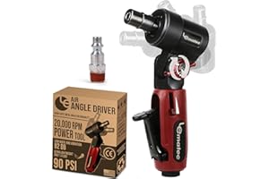 LE LEMATEC Right Angle Die Grinder with Adjustable Head - High-Speed 20,000 RPM Pneumatic Die Grinder for Automotive Detailing, Grinding, Deburring & Polishing - Flexible Head