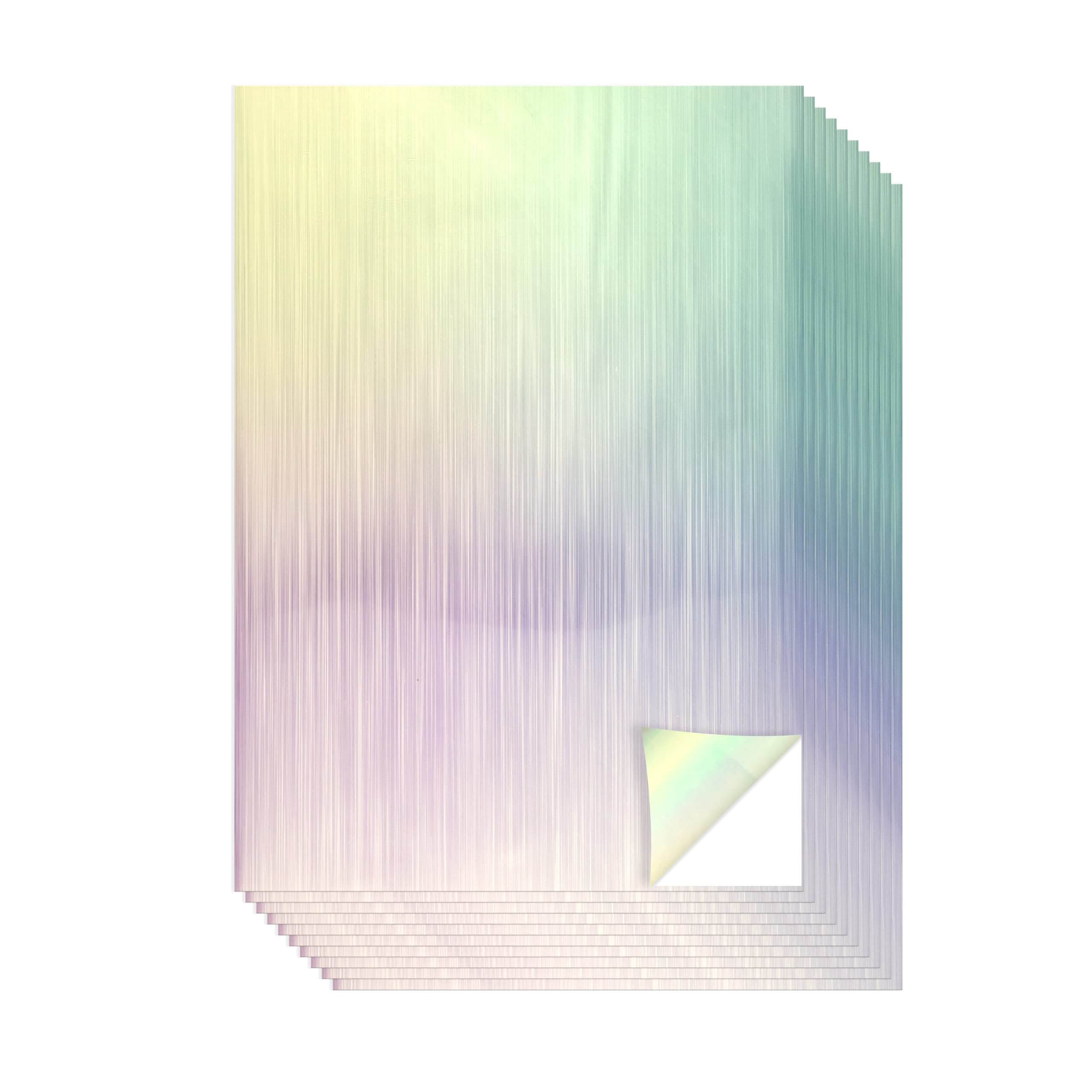 Evergreen Goods 10 Sheets A4 Holographic Silver Printable Vinyl - Waterproof Glossy Paper for Inkjet & Laser Printer | Perfect for Cricut & Silhouette Cutters, Stunning Designs (Lines Pattern)
