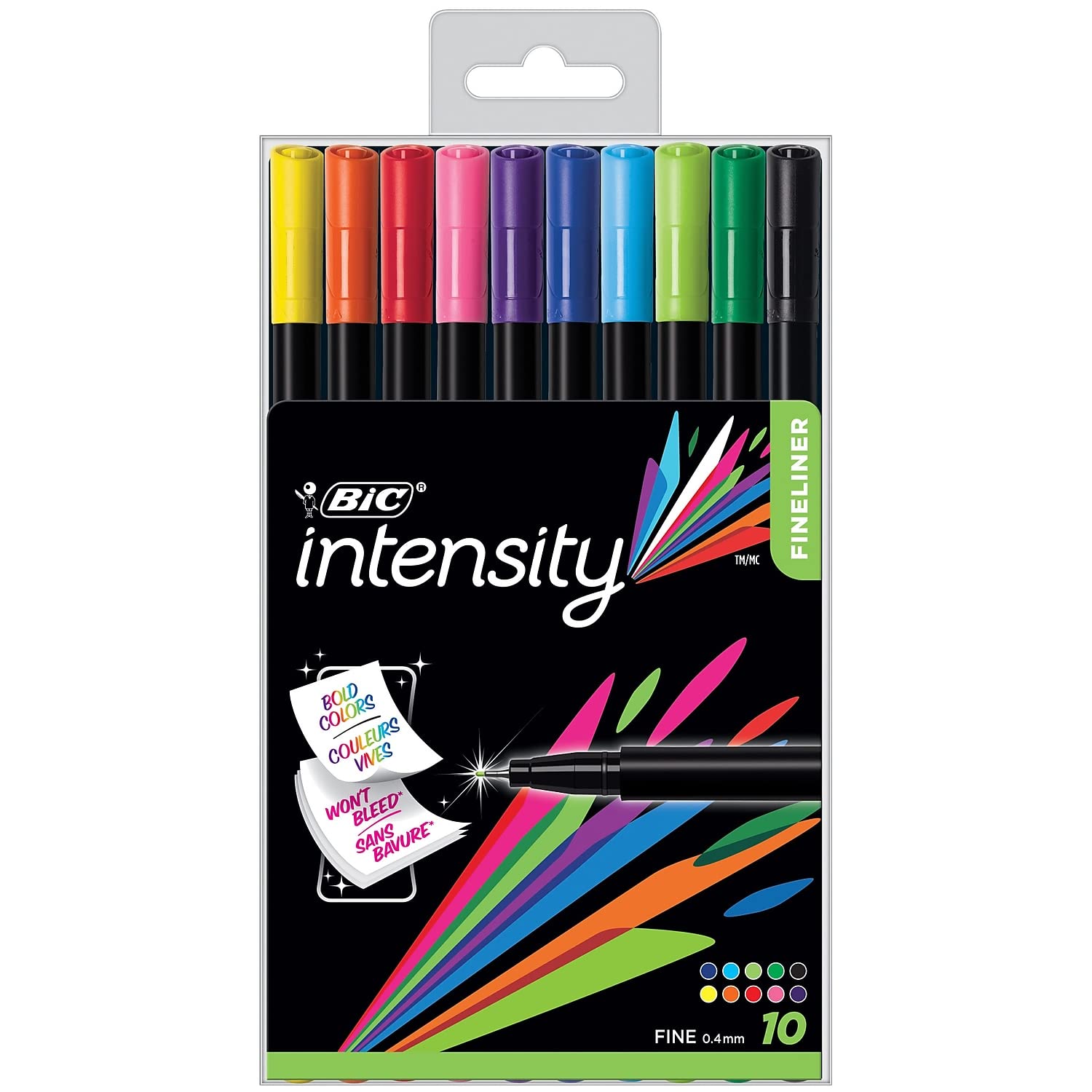 Photo 1 of BIC Intensity Fineliner Marker Pen, Fine Point (0.8 mm), Assorted Colors, Clean & Crisp Writing, 10-Count