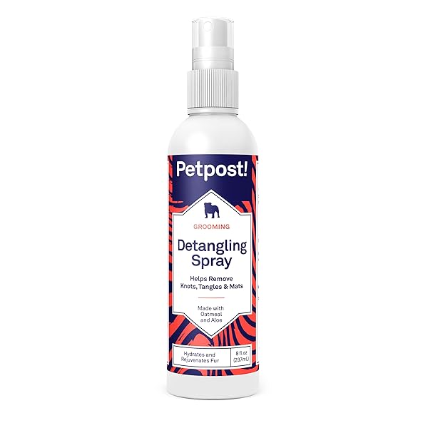 PETPOST | DETANGLING SPRAY FOR DOGS WITH KNOTS, MATS & TANGLES – NATURALLY REJUVENATING DOG HAIR DETANGLER FOR HEALTHIER, SHINIER, STRONGER FUR – OATMEAL, ALOE, AND VITAMIN E FORMULA 8 OZ.