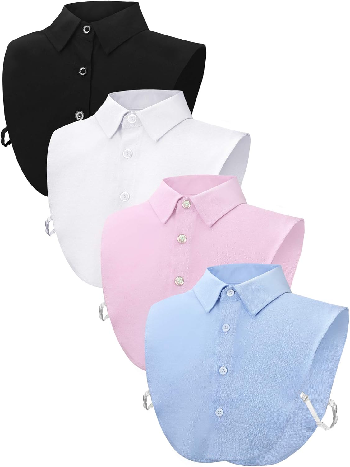 4 Pieces Fake Collar Detachable Dickey Collar Half Shirts Round Collar