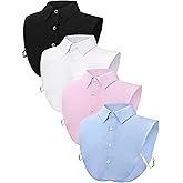 Syhood 4 Pcs Fake Collar Detachable False Dicky Collar Half Shirts Round for Women Outfits Halloween Costume Accessories