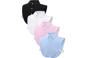 Syhood 4 Pcs Fake Collar Detachable False Dicky Collar Half Shirts Round for Women Outfits Halloween Costume Accessories
