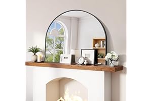 CIRCUMI Arched Wall Mirror, 36"x30" Black Arched Mirror with Tempered Glass, Metal Frame, Large Size for Entryway Table, Mantel,Living Room,Over Sink,Arch Mirror for Decor,Shatterproof&Crystal-Clear