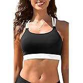 Women Sports Bra Bikini Top - Scoop Neck Criss Cross Back Swim Top Spaghetti Straps Bathing Suit Top Only 2025