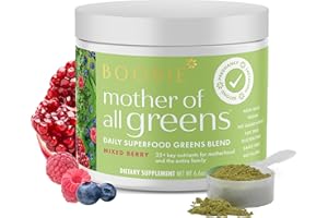 BOOBIE BRANDS Boobie Mother of All Greens | Your New Family Ritual, Daily Super Greens Powder with 35+ Essential Nutrients for Moms & Families | Vegan, Gluten Free, & Sugar Free | Mixed Berry Flavor, 30 svgs