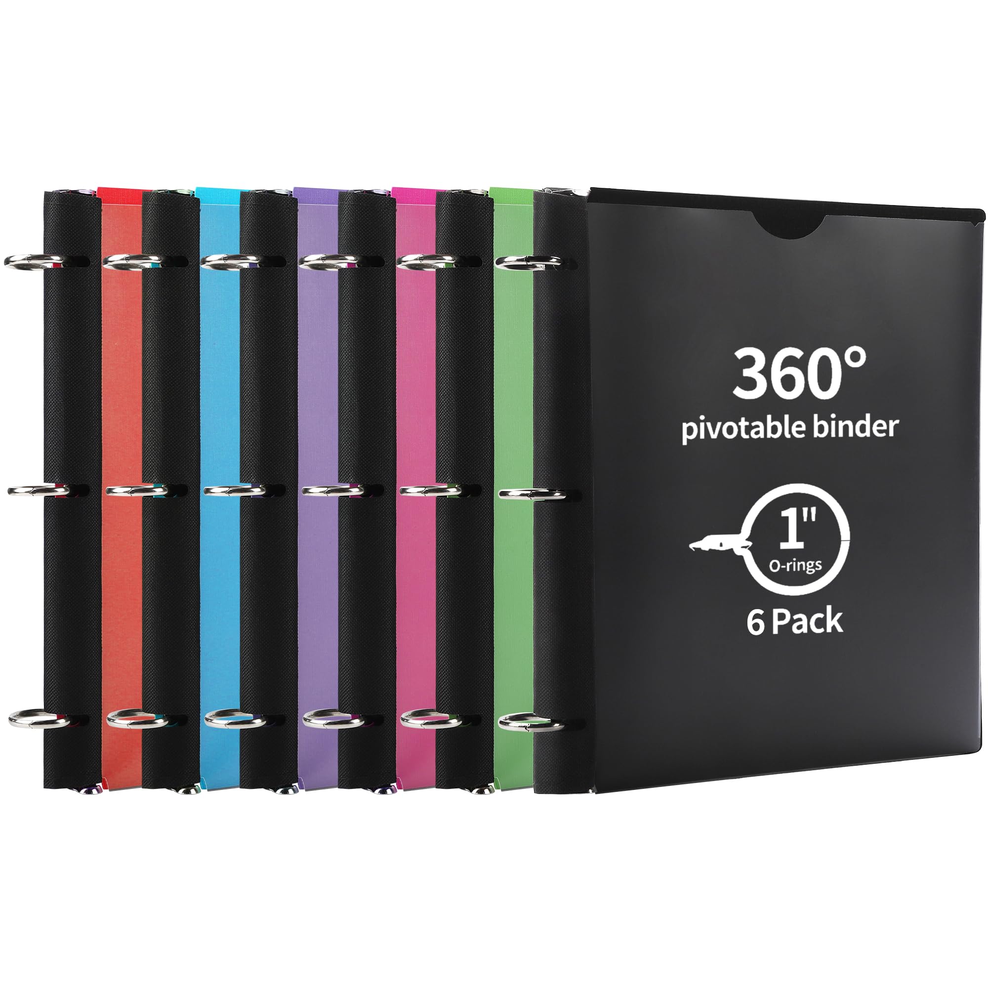 Photo 1 of Tashkummy 360° Pivotable 3 Ring Binder, Upgraded Foldable Binders 1 inch 6 Pack, Thin Small Three Ring Binder Fits 8.5" x 11", for Home, School and Office Binders Supplies - 6 Assorted Color