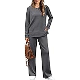 WIHOLL Women's 2 Piece Lounge Sets Sweatshirt Casual Travel Outfits Fashion Wide Leg Tracksuit Cozy Sweatsuits